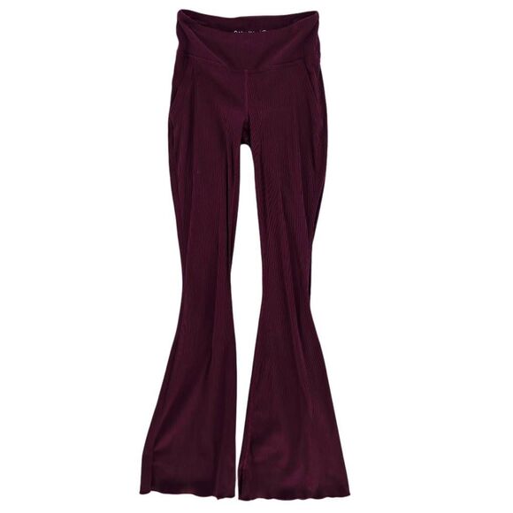Outdoor Voices Ribbed SuperForm Flare Pants Burgundy XS - Picture 1 of 5